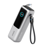 ANKER POWER BANK 25K 165W BUILT IN USB-C AND RETRACTABLE CABLE SILVER