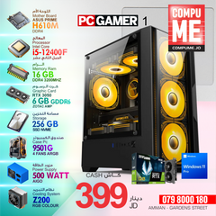 PC GAMER 1 ,  CORE I5 12400F , RAM 16GB , SSD256 , GRAPHIC CARD RTX 3050 6GB