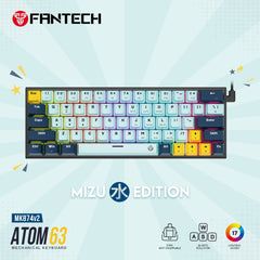 Fantech MK874 V2 Atom 63 Hot swappable Mechanical Keyboard Sky Blue - CompuMe