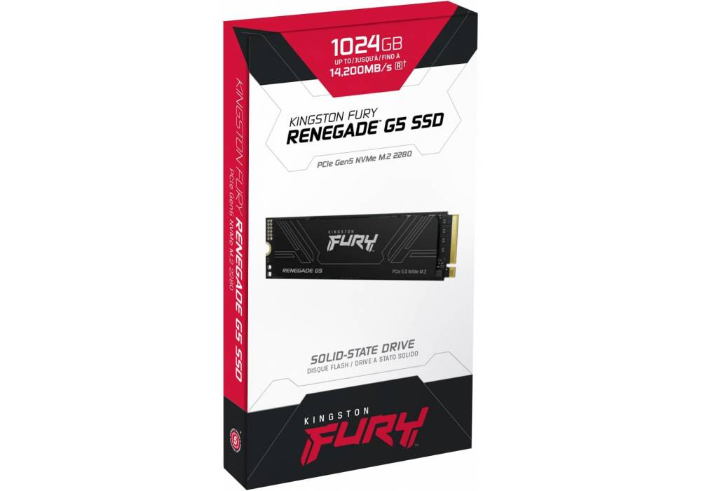 Kingston Fury Renegade G5 1024GB NVMe SSD | PCIe 5.0 M.2 2280 | Up to 14,200MB/s | SFYR2S/1T0