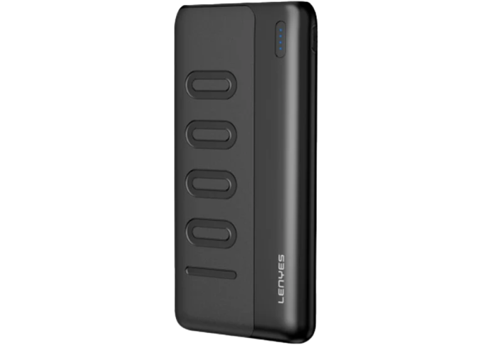 Lenyes PX135 10000mAh Power Bank, Dual Input (Type-C & Micro), 5V/2A Reliable Charging, Slim & Portable, Black - 18 Month Warranty