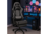 CompuMe Gaming Chair With Foot Set High Back Computer Chair Desk Chair Racing Executive Ergonomic Adjustable Swivel Chair with Headrest and Lumbar Support - Black & Grey