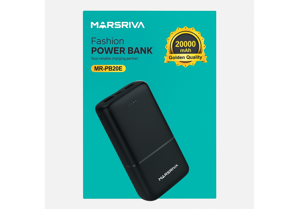 MARSRIVA 20000mAh Fashion Power Bank - Black