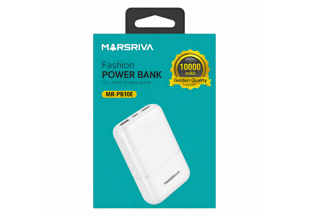 MARSRIVA 10000mAh Fashion Power Bank - White