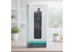 JOYROOM 7-in-1 Versatile Power Strip (JR-TE1) – 2500W, 3 Universal AC Outlets, 4 USB Ports (20W PD/QC Fast Charging), 2m Extension Cord – Black