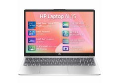 HP AI Business Laptop 15-fd1062ne, Intel Ultra 7 155H 4.8GHz 16 Cores, Intel Arc Graphics, 16GB (Customized) DDR5, 512GB PCIe SSD, 15.6" FHD, WiFi 6, BT 5.4 - Natural Silver