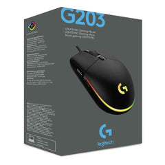 Logitech G203 Wired Gaming Mouse, 8,000 Dpi, Rainbow Optical Effe Lightsync Rgb, 6 Programmable Buttons, On Board Memory, Screen Mapping, Pc/mac Computer And Laptop Compatible Black