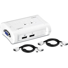 Trendnet Tk 207k 2 Port Usb Kvm Switch & Cable Kit 2048 X 1536 Resolution Device Monitoring, Auto Scan For Windows And Linux
