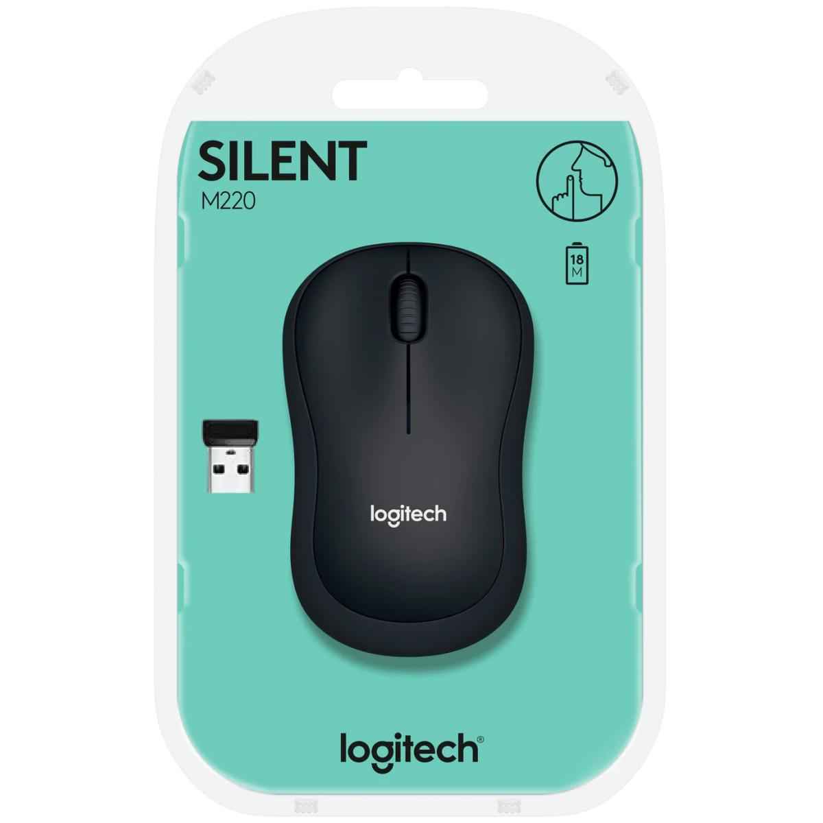 Logitech M220 Silent Wireless Mobile Mouse 18 Month Battery Life & Auto Sleep Charcoal