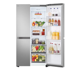 LG Side by side Refrigerator A+, 658Lit, Linear Cooling, Smart features, Prime Silver - GCB-287DVL.APYPELF