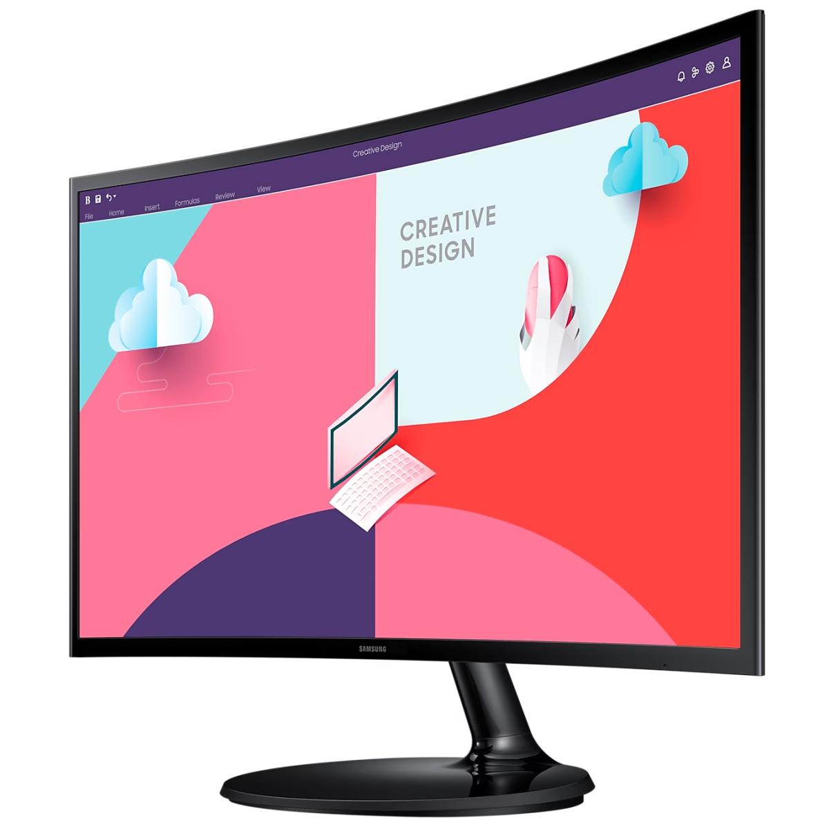 Samsung S3 S36c 24" Essential Curved 1800r Full Hd 75hz Eye Care Amd Freesync Hdmi & D Sub Interface Black