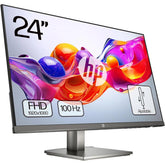 HP 524da 24" Ultraslim IPS Full HD 100Hz True-Color Low-Blue Light Filter w/ 99% sRGB 300 nits & High Adjustable High Stand & Speakers - Silver & Black