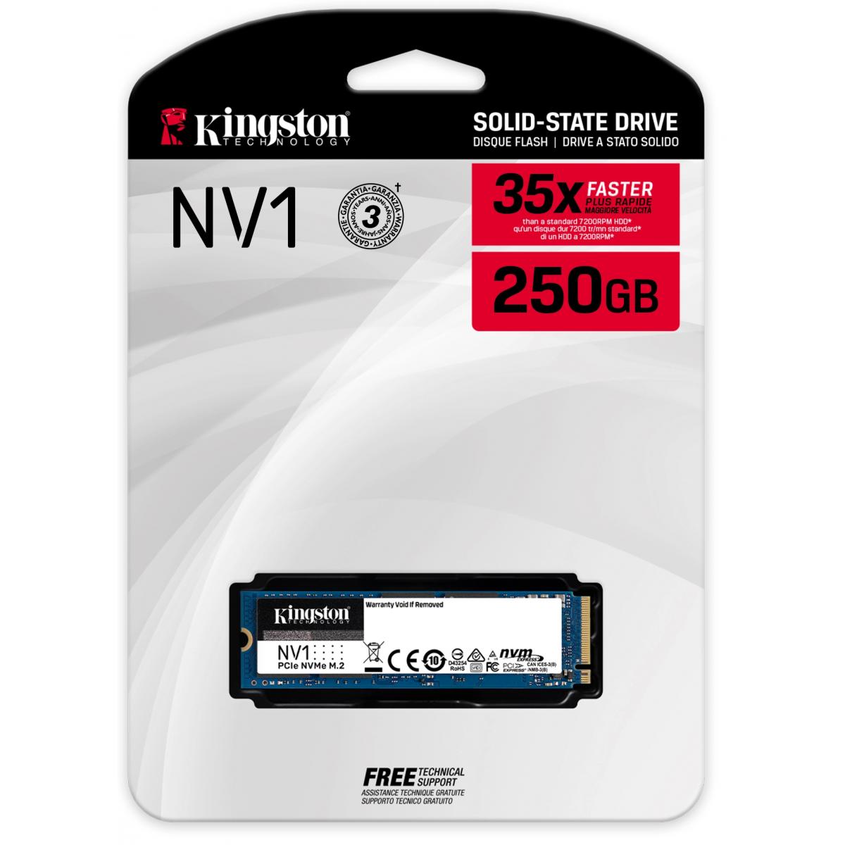 Kingston NV1 250GB M.2 NVMe PCIe SSD Ideal for laptops & Small Form Factor PCs | NV1 NVME PCIE | Kingston NV1 250GB M.2 NVMe PCIe SSD Ideal for laptops & Small Form Factor PCs | NV1 NVME PCIE |
