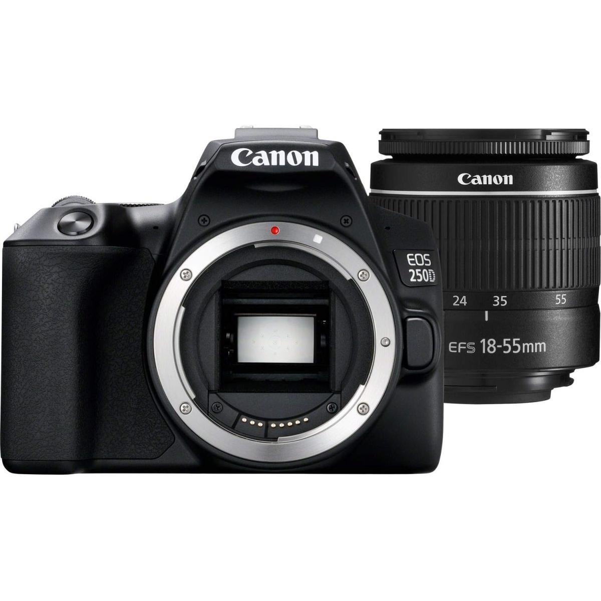 Canon Eos 250d 24.1 Mp Dslr Camera W/ Ef S 18 55mm F/3.5 5.6 Iii Lens Black - CompuMe