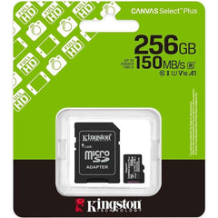 Kingston Sdcs3/256gb Canvas Sele Plus Microsdxc Card Up To 150mb/s A1 Class 10 Uhs I With Adapter