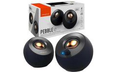 Creative Pebble V2 Minimalistic 2.0 Usb C Powered 3.5 Mm Aux In Up To 8w Rms Type A Adapter Included & Extended Cable Black