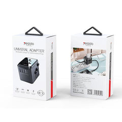 Yesido Universal Adapter, 3Usb & Type-C, Black - MC10