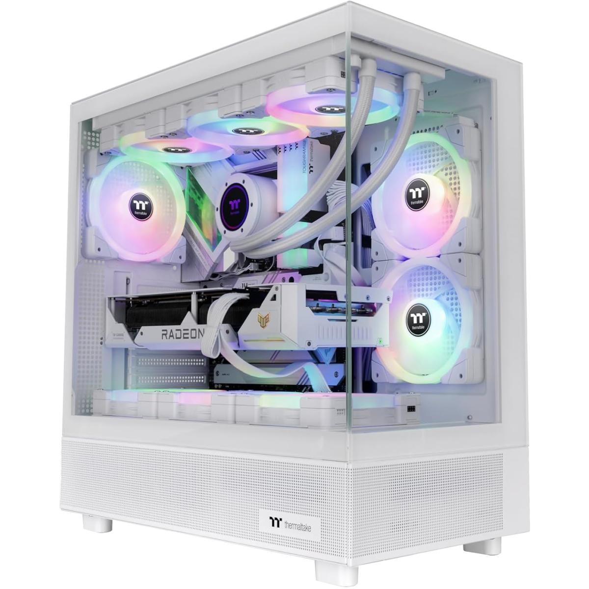 Thermaltake View 270 Tg Preinstalled 1x 140 Argb Fans Mid Tower 360mm Radiator Support With Tempered Glass On Front And Side White