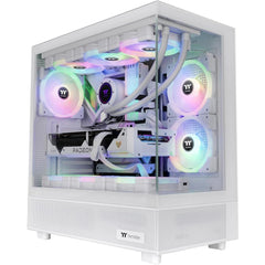 Thermaltake View 270 Tg Preinstalled 1x 140 Argb Fans Mid Tower 360mm Radiator Support With Tempered Glass On Front And Side White