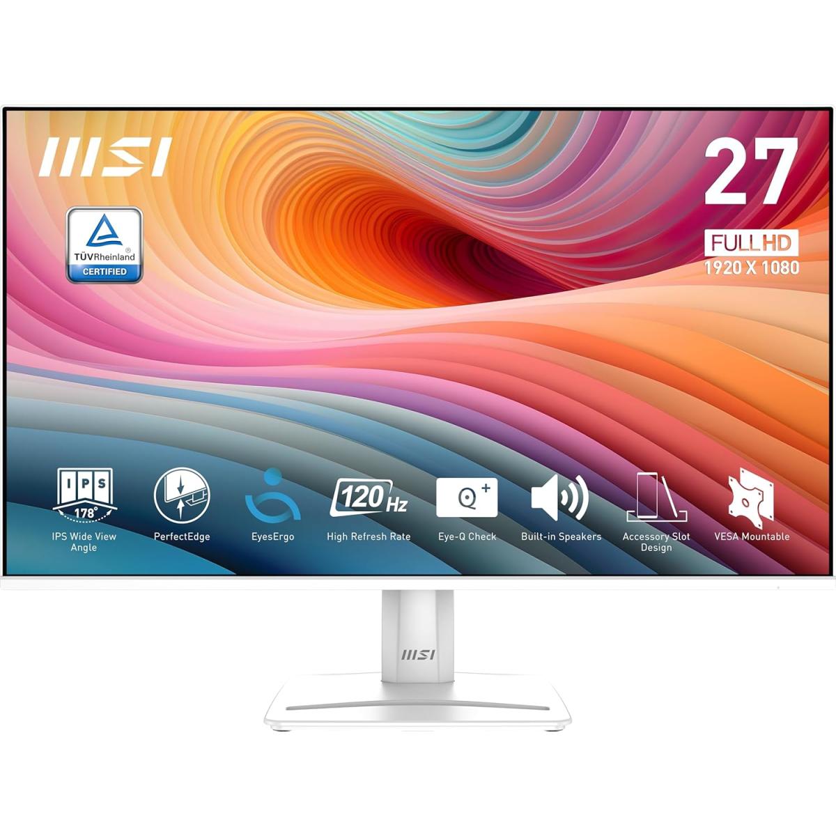 Msi Pro Mp275w E2 27" Ips Full Hd 120hz 1 Ms Eye Care Vesa Mountable Built In Speakers Tilt Adjustable Vga & Hdmi & Dp While - CompuMe
