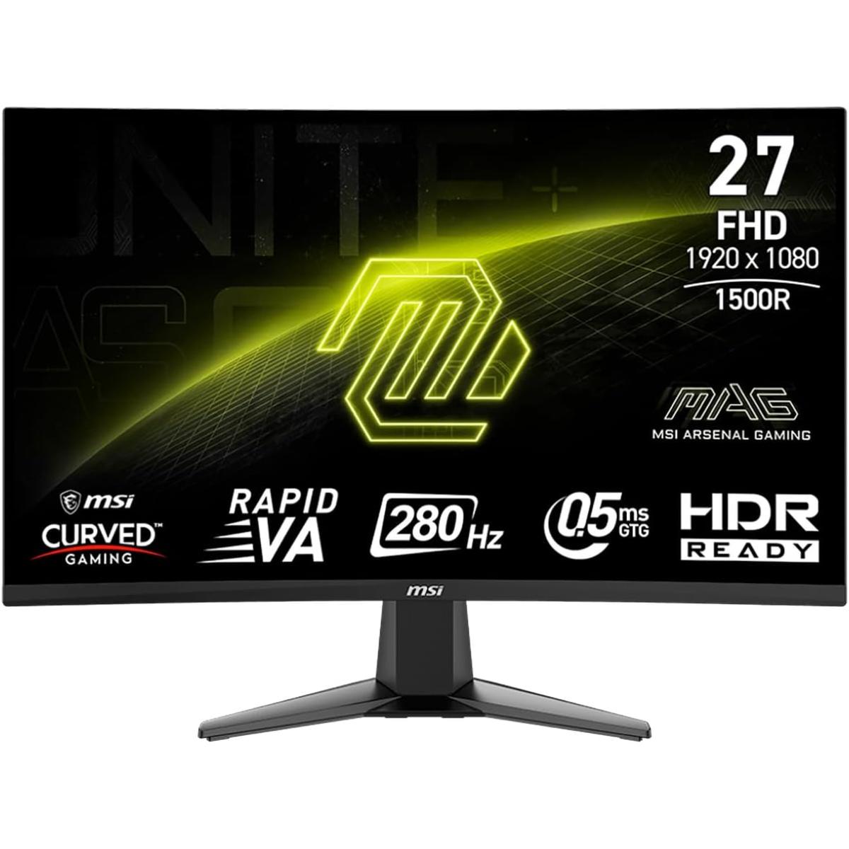 Msi Mag 276cxf 27" Curved 1500r 280hz 0.5ms Hdr Ready 102% Srgb 1.07 Billion Color Adaptive Sync Support 120hz For Ps5 & Xbox - CompuMe
