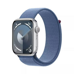 Apple Watch Series 9 GPS 45mm, Silver Aluminium Case with Light Blue Sport Loop, Apple Replacement - MR9F3QA