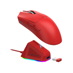 ATTACK SHARK X11 Lightweight Wireless Gaming Mouse with RGB Charging Dock,Tri-Mode-2.4G/USB-C Wired/BT,22K DPI,PAW3311 Optical Sensor,HUYU Switch, 5 programmable Buttons for PC/Mac(Red)
