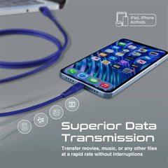 Promate Powerline-AI120 - Blue, Data Sync & Charge Cable