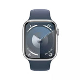 Apple Watch Series 9 GPS 45mm, Silver Aluminium Case with Light Blue Sport Band, Apple Replacement - MR913QA
