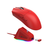ATTACK SHARK X11 Lightweight Wireless Gaming Mouse with RGB Charging Dock,Tri-Mode-2.4G/USB-C Wired/BT,22K DPI,PAW3311 Optical Sensor,HUYU Switch, 5 programmable Buttons for PC/Mac(Red)