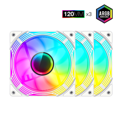 GameMax KF300R WH 120mm White frame ARGB Fan 3 in 1 Kit Cooling