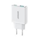 JOYROOM JR-TCF14 Fast Charger 20W Charging, 2 Port USB-A USB-C, Super Slim Charger - White