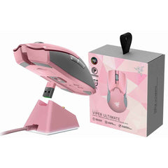 Razer Viper Ultimate Wireless Mouse W/ Dock Station Hyperspeed Light And Fast 20k Dpi Sensor Rgb Chroma Quartz