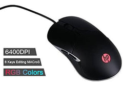 HP M280 USB Gaming Mouse 6 LED Ultra fast FPS 64000 DPI fremeRate 3000 For PC & Laptop Mac And Windows - Black