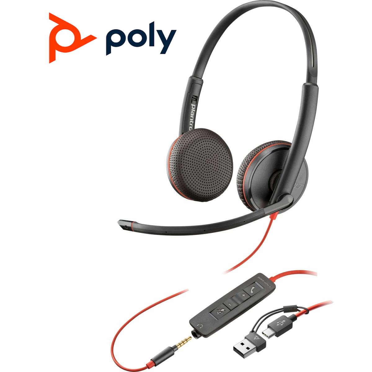 Poly Blackwire 3325 Wired Dual Ear Boom Mic Usb C & Usb A & 3.5mm Noise Canceling Mic For Pc & Mac & Mobile Works With Teams (certified) Poly Blackwire 3325 Wired Dual Ear Boom Mic Usb C & Usb A & 3.5mm Noise Canceling Mic For Pc & Mac & Mobile Works With Teams (certified)