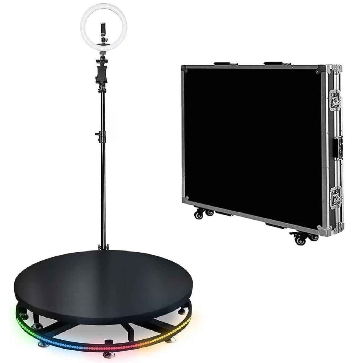 360 Degree Photo Booth Machine With Rgb Light Flight Case, 360 Camera Booth With Flight Case For Parties, 360 Degree Automatic Rotating Photobooth 115cm
