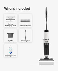 Tineco Floor Wet Dry Vacuum Cleaner, 0.85Lit, 220Watts, 180° Lay-flat, White / Titanium - FW421300UK