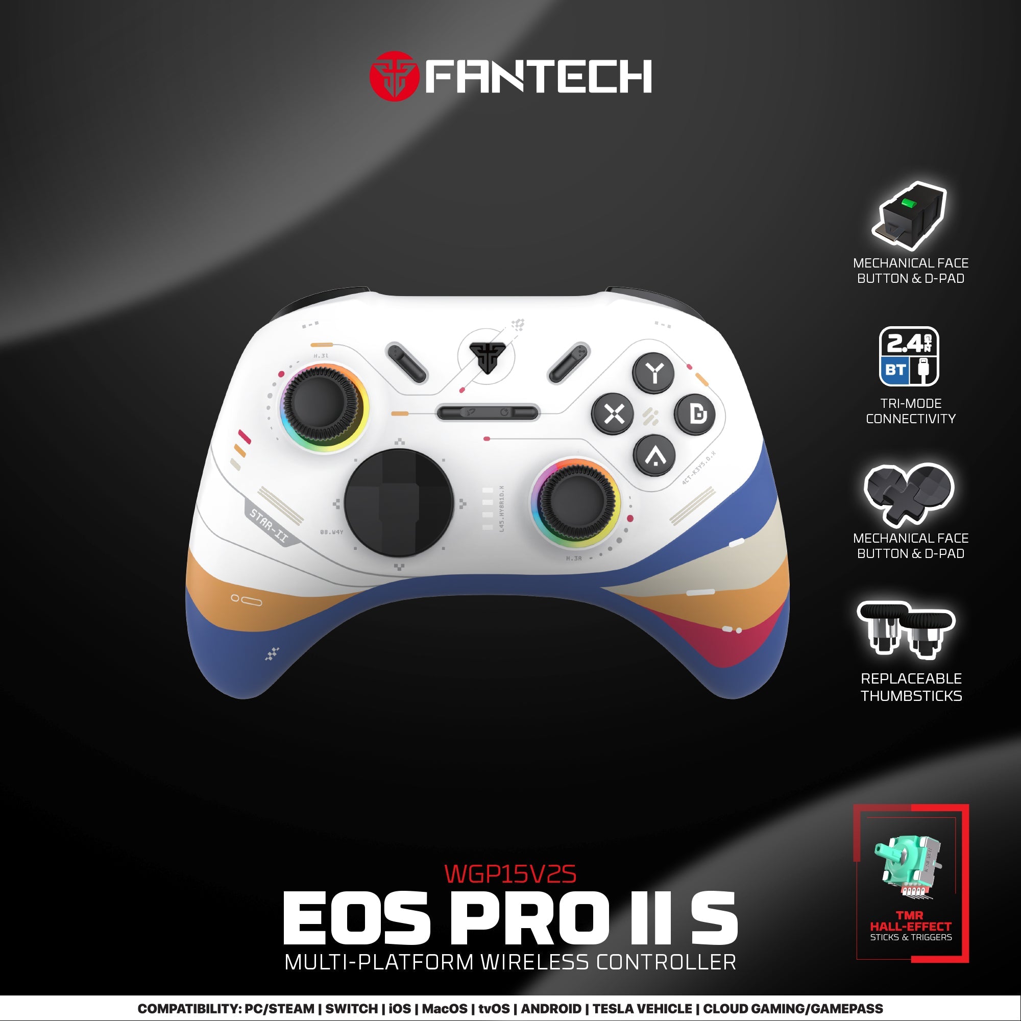 FANTECH EOS PRO II WGP15 V2 WIRELESS GAMEPAD GEMINUS BLACK - CompuMe