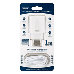 Remax Power Adapter 2 ports with USB-C to Micro Cable
