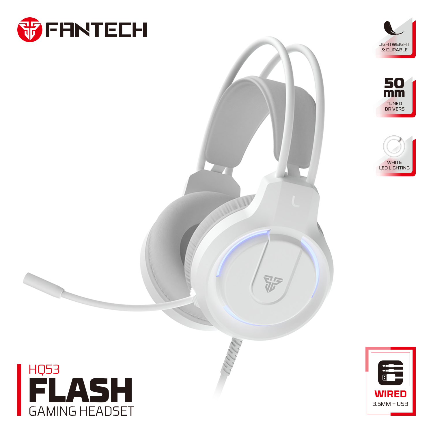 FANTECH FLASH HQ53 LIGHTWEIGHT GAMING HEADSET - CompuMe