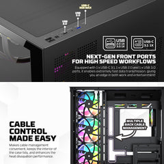 Fantech CG85 LUMINA Tower Gaming Case - Black, monitor