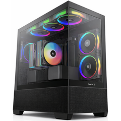 Deepcool Cg380 4f Panoramic Atx Mid Tower Case 3x Pre Installed Argb Fans , Support Back Conneors & Up To 360mm +240mm Radiators, Front 2x Usb3.0 1x Usb C , Black