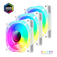 GameMax KF300R WH 120mm White frame ARGB Fan 3 in 1 Kit Cooling