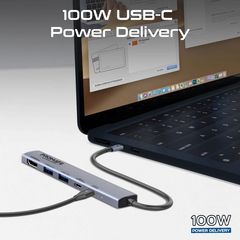 Promate LinkHub-5X 4K@60Hz Multi-function High-Speed USB-C Hub with 100W PD