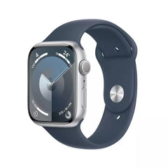 Apple Watch Series 9 GPS 45mm, Silver Aluminium Case with Light Blue Sport Band, Apple Replacement - MR913QA