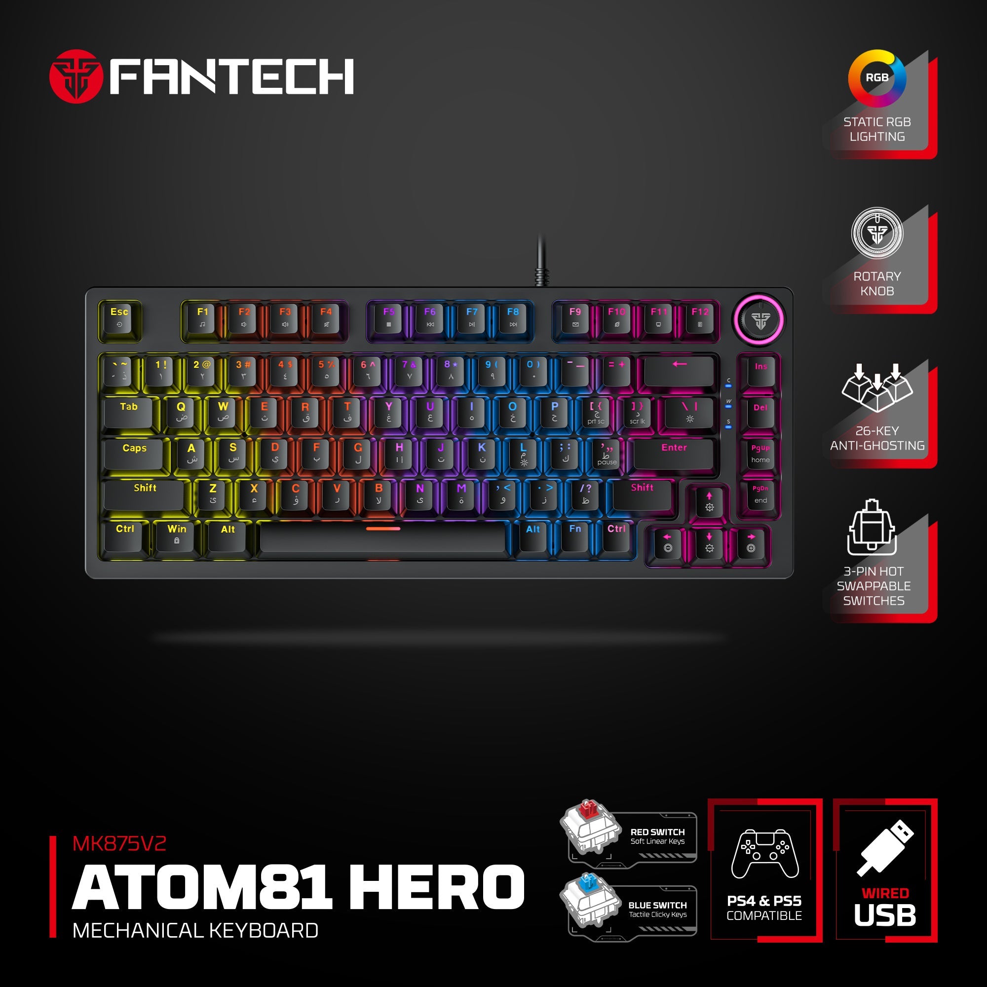 Fantech RGB mechanical gaming keyboard for computer setup