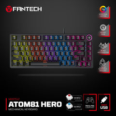 FANTECH MK875V2 ATOM81 HERO GAMING KEYBOARD - WHITE / BLUE