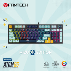 Fantech MK890V2 ATOM 96 RGB Mechanical Gaming Keyboard MIZU EDITION Navy Blue - CompuMe