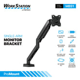 Fantech Workstation MBS1 Single-Arm Monitor Mount, 90 Degree for 13" to 32" Screen Adjustable Spring Dual Monitor Arm Bracket for Desk