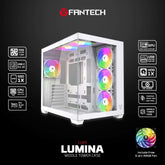 Fantech CG85 LUMINA Tower Gaming Case - White, monitor